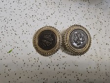 Vintage Gold-Tone Roman Coin Cluster Statement Clip-On Earrings — listing 2