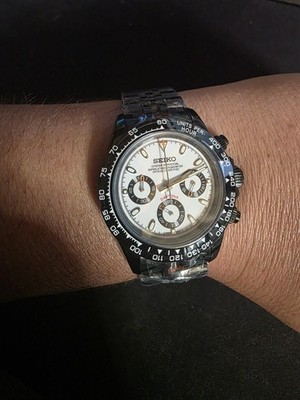 Hand Made Custom Panda Men's Chronograph Watch - VK63 movement