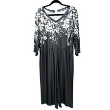 NWOT-XL-Boho Black & White Floral Contrast Wi...