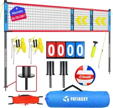 Portable Volleyball Net Set Durable Adjustable Height Pole Outdoor Kit for Beach