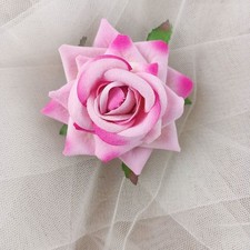 6CM Pink Rose Flower Hair Clip Women Side Barrette Floral Hair Accessory