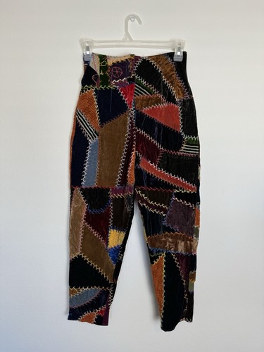 One-of-a-Kind Patchwork Velvet & Corduroy Pants – Handmade Crazy Quilt Pants MED - Picture 3 of 10