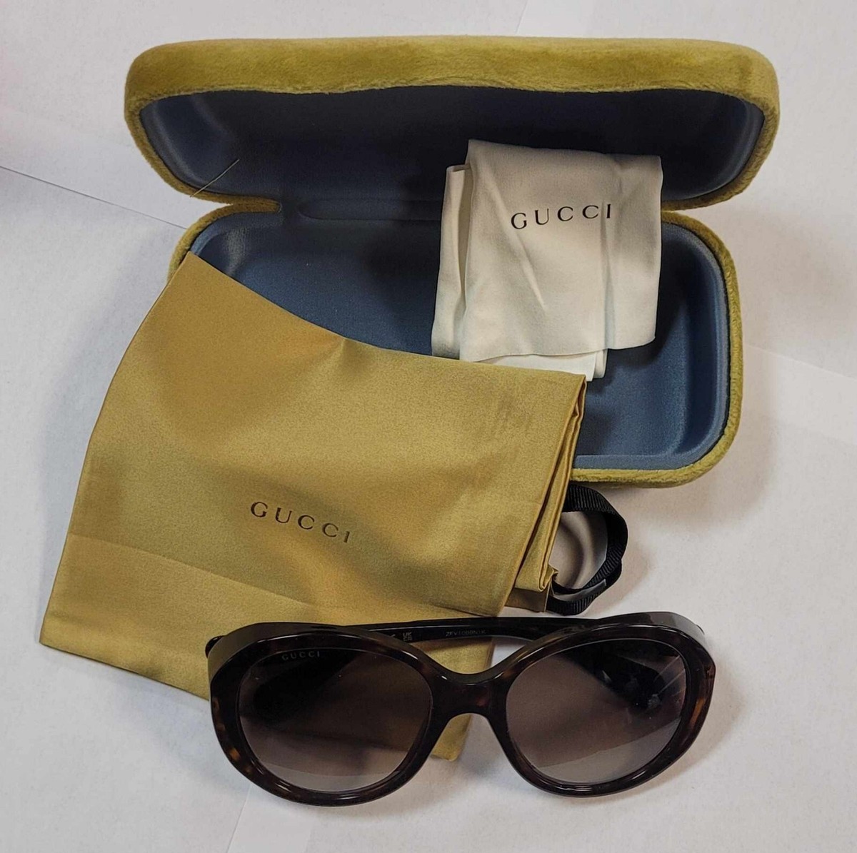 Gucci GG0368S 002 55-20-135 Oval Sunglasses w/Chartreuse & Blue