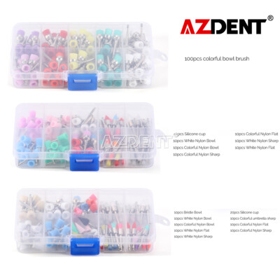 100 pcs Dental Flat Rubber Polishing Cups Brushes for Tooth Prophy Polisher