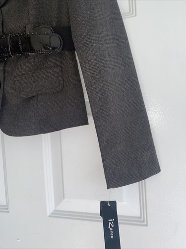 Veste blazer femme Iz Byer tweed marron ceinture carrière entreprise taille L - Photo 5/10