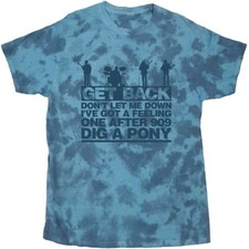 Image of The Beatles 'Let It Be Songs' Blue Dip Dye T shirt - NEW