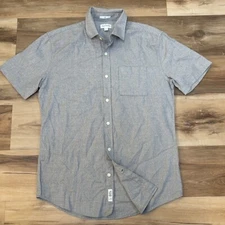 Frank And Oak Shirt Mens Medium Gray Riley Soft Cotton Twill Button Up