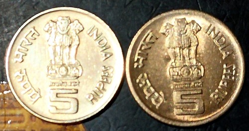 India Republic 2009-B & H 5 Rupees Birth Centenary Perarignar Anna - Picture 2 of 2