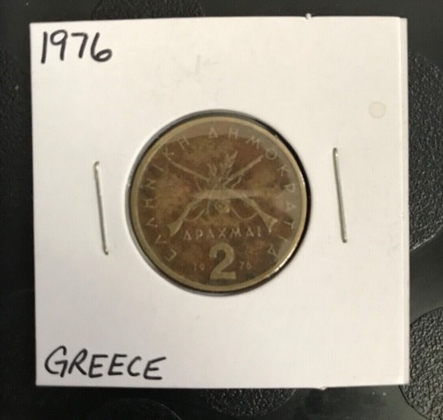 Greece 2 Drachmai coin 1976 nickel-brass Georgios Karaiskakis Rifles