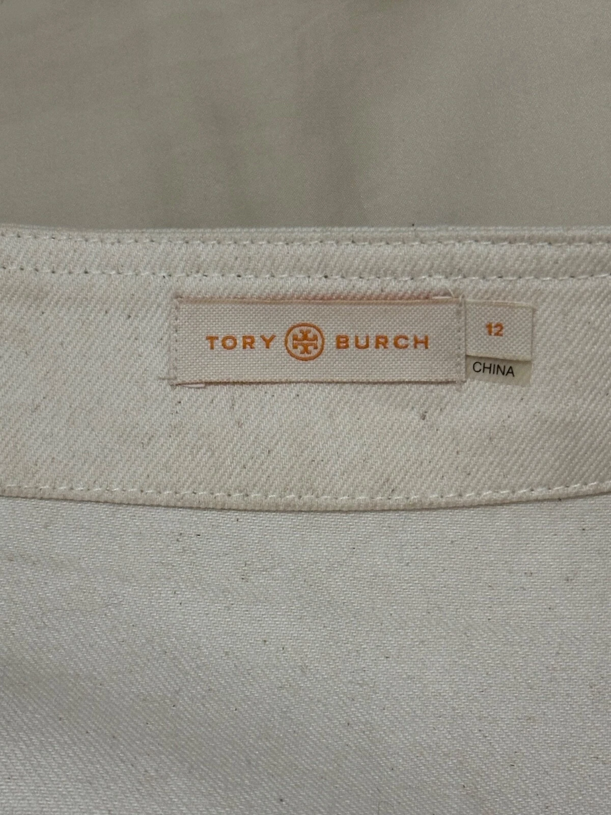 Abito Tory Burch cotone manica a sbuffo avorio con bottoni davanti