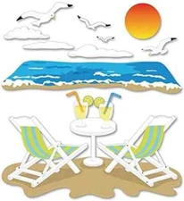 Jolee's Boutique Dimensional Stickers ~  Beach Leisure 10 Pc Waves Seagulls Sand