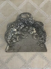 Vintage Silver Tone Floral Silent Butler Crumb Tray
