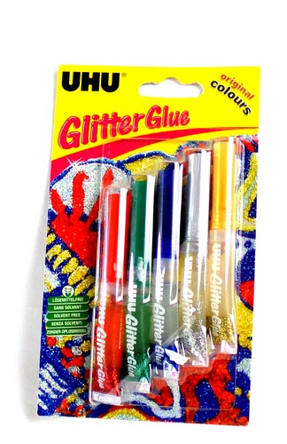 Pegamento UHU Glitter, adhesivo con partículas brillantes, 5 piezas pegamento para manualidades Uhu - Imagen 3 de 6