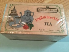 Vintage Expired Sealed Smith & Johnson English Breakfast Tea Bags In Wood Box