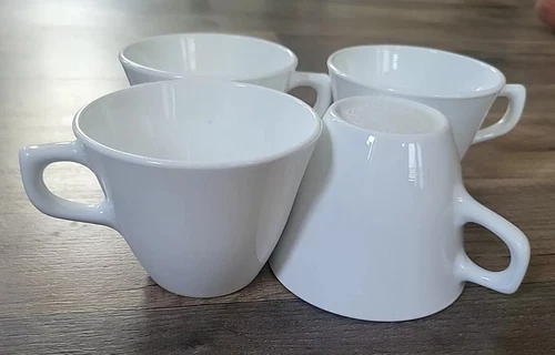 Lot Of 4 Corning Ware Milk Glass SOLID WHITE Coffee Mugs 