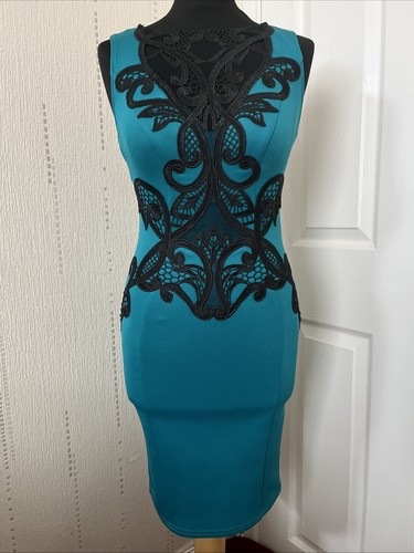 Bodycon Teal Dress Size 10.slim Fit,Lipsy London love Michelle Keegan - Picture 2 of 8