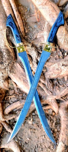 Hand Forged Indian Style Swords Pair Damascus Hunting Sword Viking Sword D Guard - Picture 3 of 4