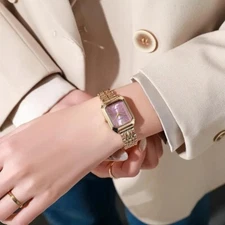 Women's Business Rectangle Quartz Watch Luxury Golden Fashion Analog Wrist Watch