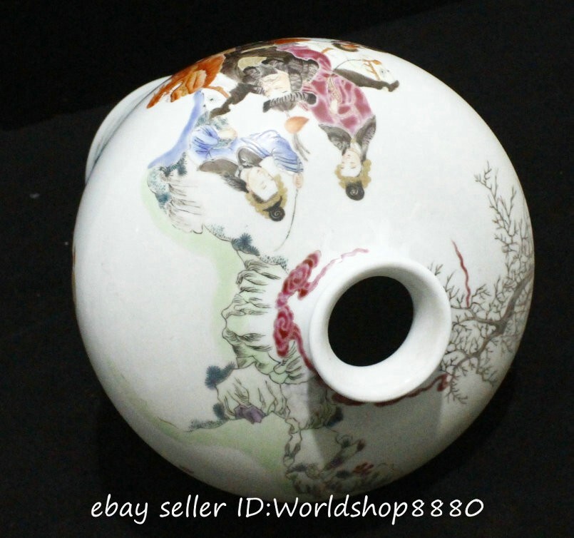 14.8" Yongzheng Marked Pastel Porcelain Man Ride Horse Beast Pattern