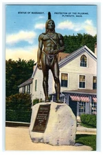Statue of Massasoit Protector of Pilgrims Plymouth MA Massachusetts