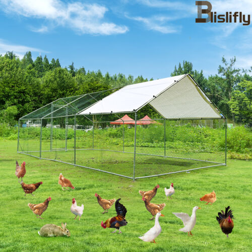 Large Walk in Chicken Coop Hen House Enclosure Backyard Poultry Cage w/ Cover US
