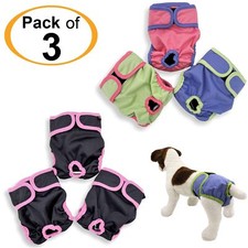 PACK - 3 Female Dog Diapers Cat Waterproof Leak Proof Washable Reusable XS S M L