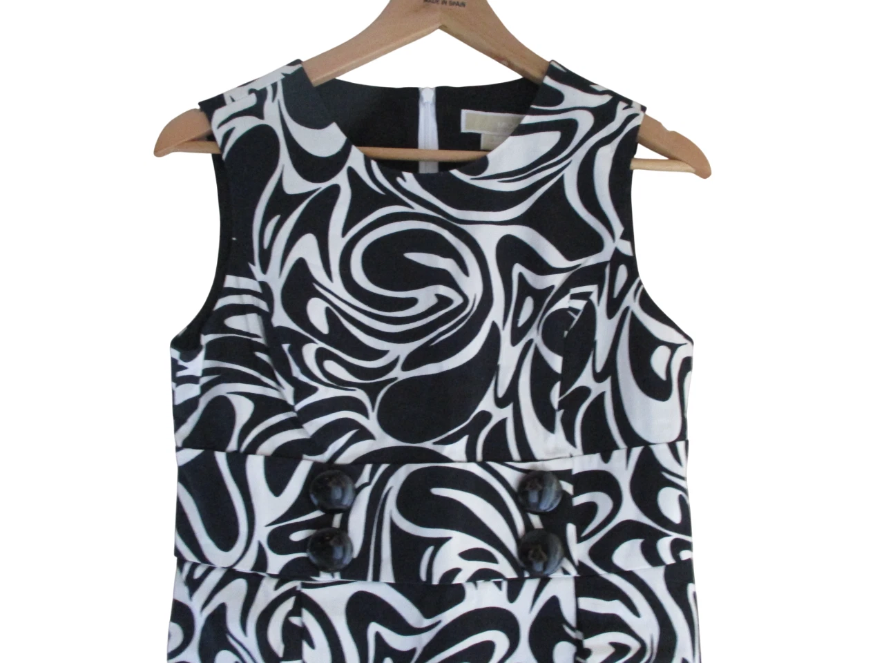 Abito tubino Michael Kors nero bianco vortice tg 8P nuovo con etichetta