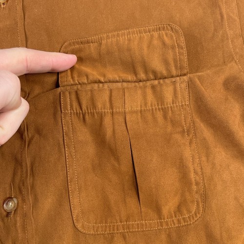 Orvis Shirt Mens Medium Brown Microsuede Faux Suede Workwear Field Hunting - Picture 3 of 14