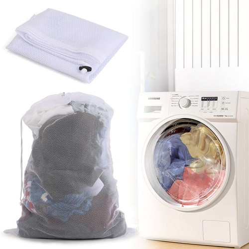 Heavy Duty Laundry Bag Large Mesh Wash Clothes With Drawstring Top ...