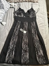 Loft A Line Dress Petite Black Lace Lined Cocktail Special Occasion SZ 4 P