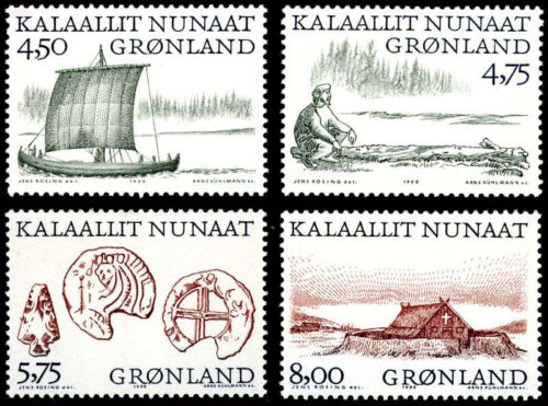 Greenland 1999 Vikings, 1st Series, Ship, Coin Church etc. UNM / MNH - Afbeelding 1 van 1