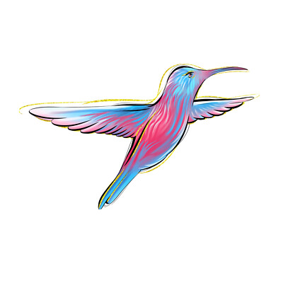 4  Hummingbird Branch Sticker Flying Bright Colorful Hippie Grief Loved Ones