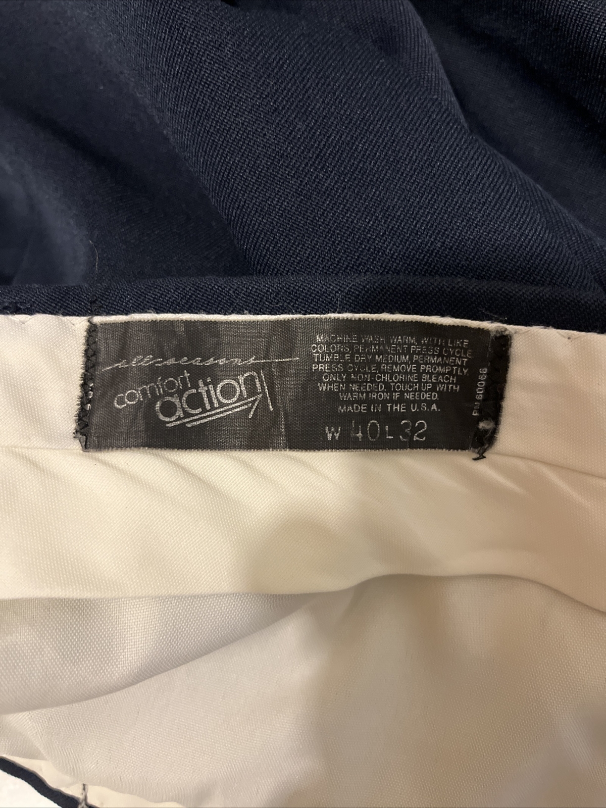 Vtg All Seasons Comfort Action Slacks Pants Mens 38x31 Blue Flat Front USA Made