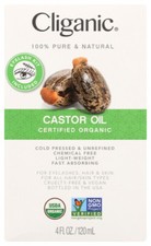 Cliganic Organic Castor Oil 100 Pure for Eyelashes Eyebrows Hair Skin 4 fl oz.
