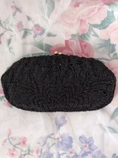 1950's Vintage black beaded evening bag created by Harilela's