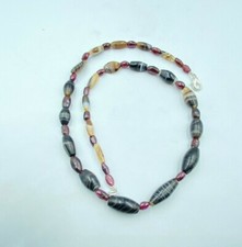 Jewelry Vintage Sulumani Banded Agate Garnet Gems Amulet Old Beads Necklace