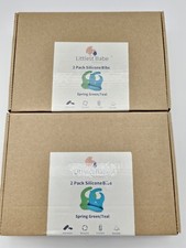 4 Littlest Babe Adjustable Silicone Bibs Food Catcher Waterproof Teal And Green