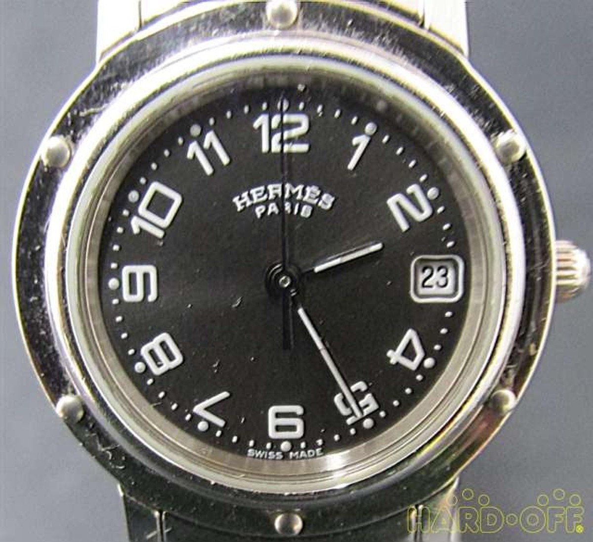 Auth HERMES Clipper CL4.210 Black Silver Women display picture 3