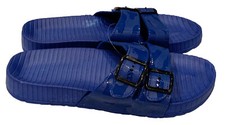Mens Slip On Sport Sandals Slides Rubber Flip Flops Shower Buckle Sandal Blue 10