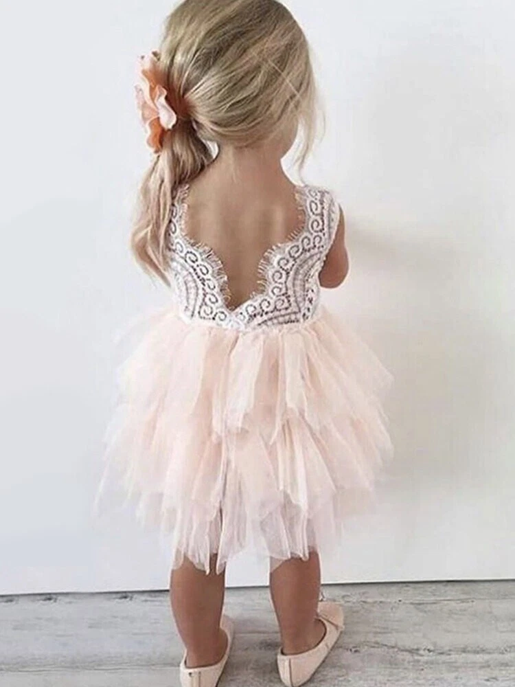 Vestidos de Encaje Con Espalda Descubierta Vestidos de Princesa Para  Bautizo