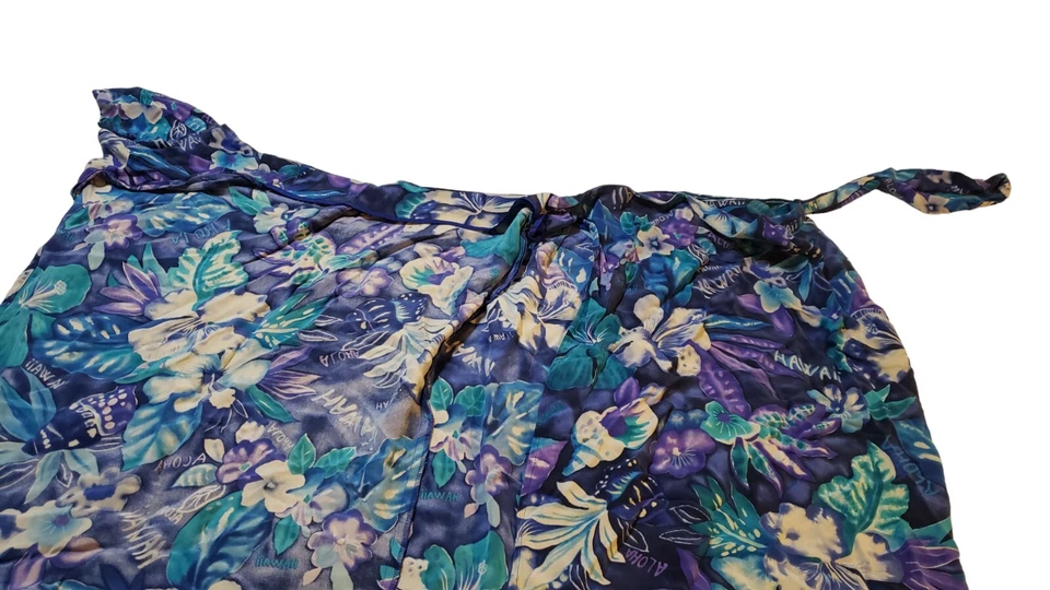 Falda Vintage Dana Buchman Azul Púrpura 100% Seda Estilo Hawaiano Envolvente Talla 12 Foto 4 de 4