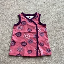 TEA COLLECTION SOFT COTTON SLEEVELESS DRESS, 6-12 MONTH, FRONT SNAPS, FLORAL