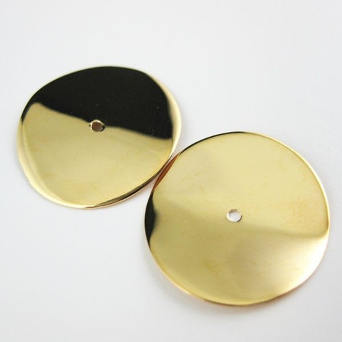 18K Vermeil Sterling Silver, Extra Large Wavy Disc Beads , Spacers - 19mm (2pcs) - 第 1/3 張圖片