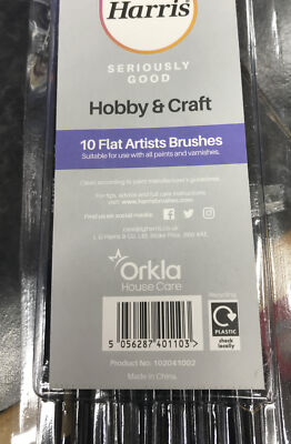 Harris 10er Pack Flat Artist Hobby Model Pinsel Set 