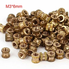 100Pcs M3x6mm Threaded Round Metal Knurl Thread Insert Nuts Brass Tone Nuts Hot