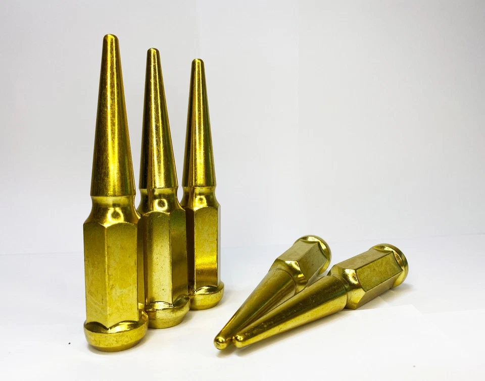 FIT PONTIAC MONTANA 1999-09 4.5'' SPIKE LUG NUTS CONICAL SEAT 12x1.5 GOLD 24PC - Image 2 of 4