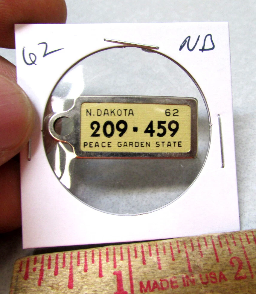 1962 North Dakota 209459 DAV Mini License Plate key chain Tag