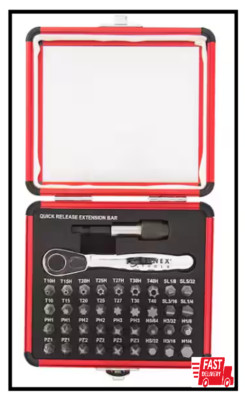SUNEX TOOLS Mini Ratchet and Bit Set Durable Aluminum Case (38-Piece)