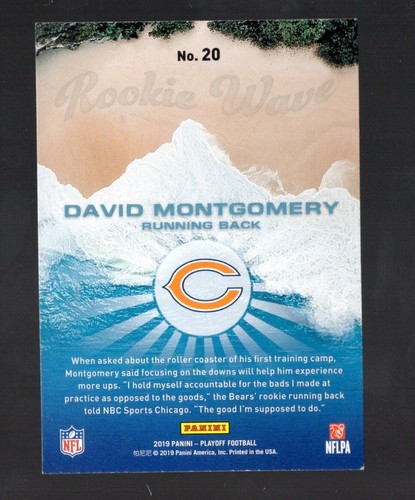 2019 Panini Playoff David Montgomery #20 Rookie Wave RC Bears - Picture 2 of 2
