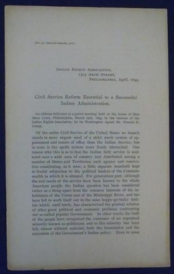 REFORM ESSENTIAL to a Successful Indian Administration by Frances E. Leupp 1895